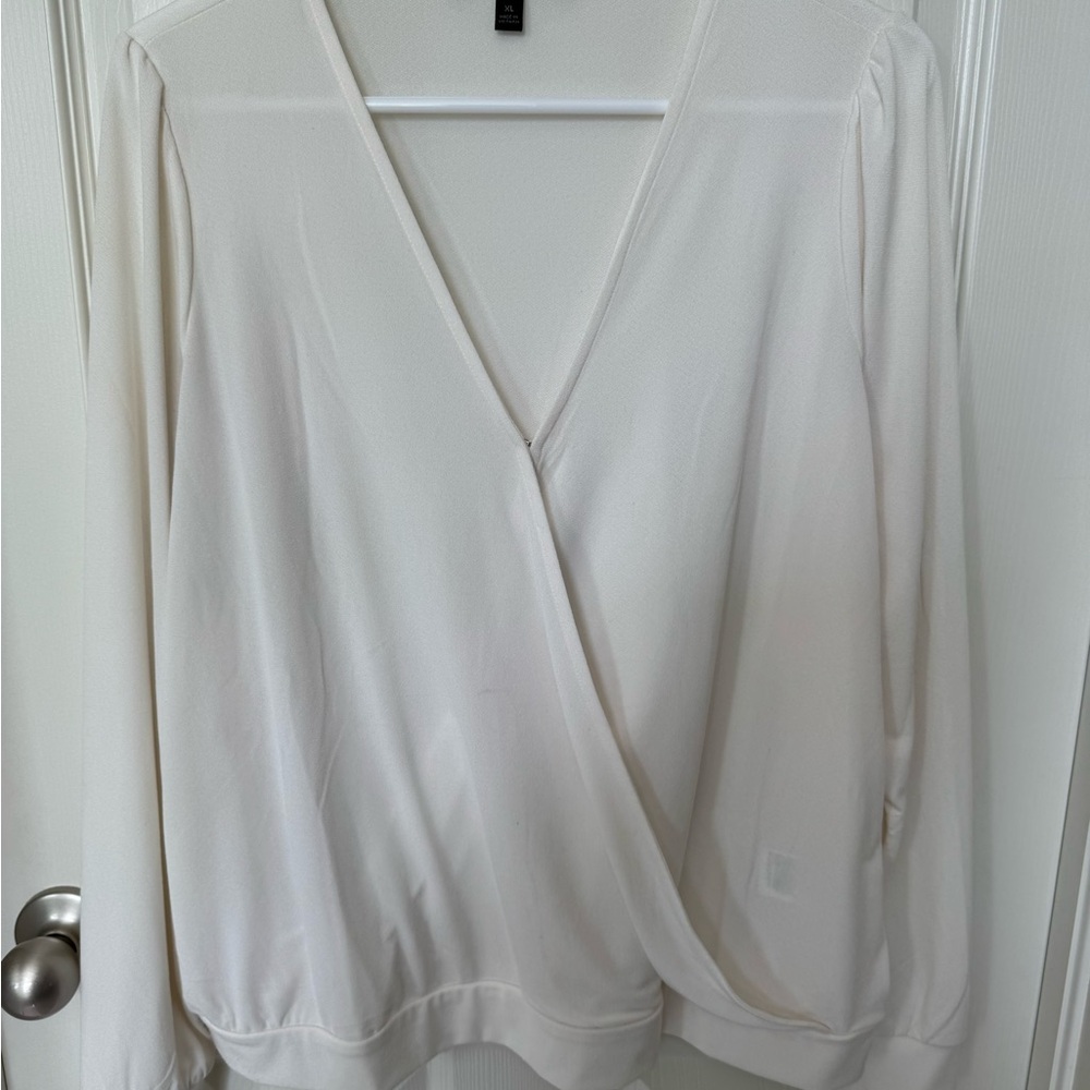 Elegant White V-Neck Blouse